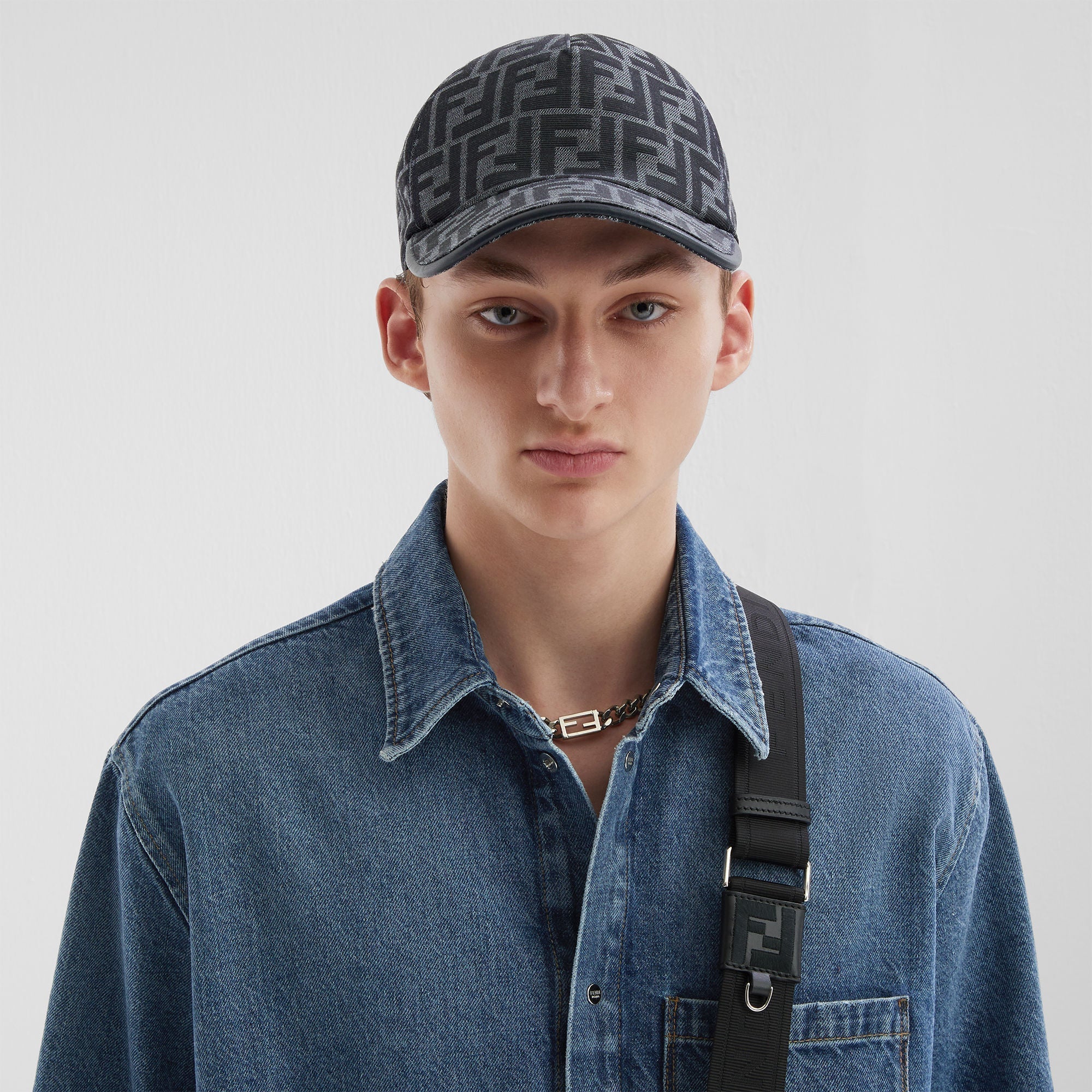 Casquette de baseball en tissu jacquard FF bleu